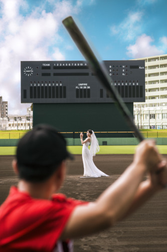 沖繩自助婚紗_奧武山棒球場